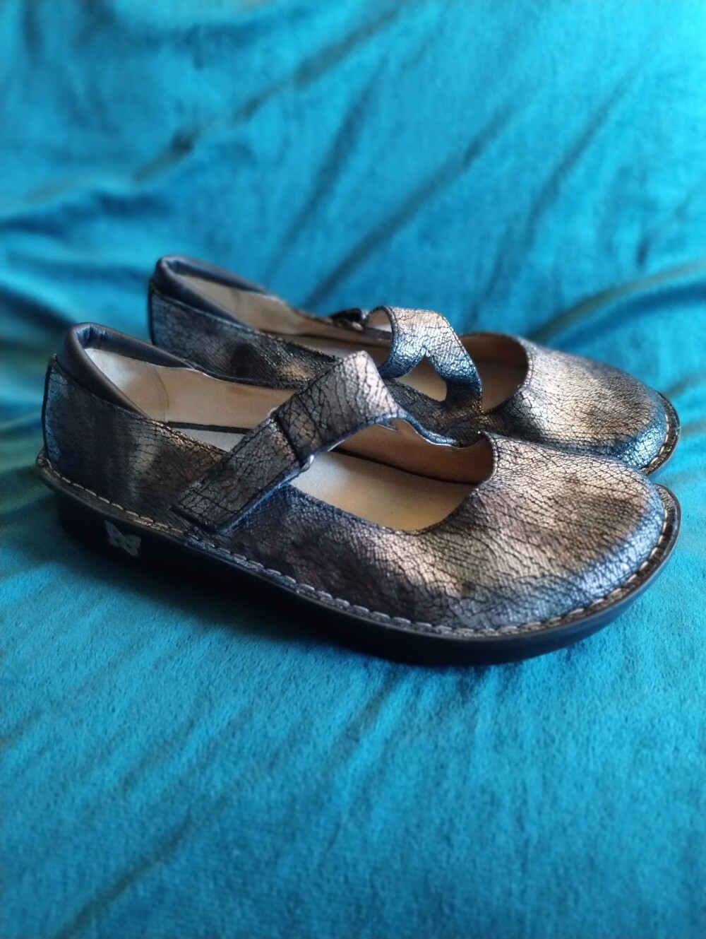 Alegria JIL-752 Metallic Pewter Mary Jane Comfort Shoes EU 39 Wide